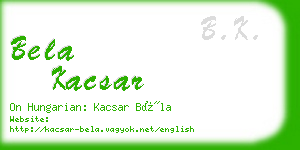 bela kacsar business card